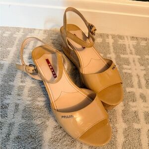Prada Women's Beige Wedge Sandals